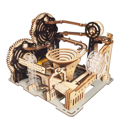 Electric 3D Wooden Puzzles Marble Run Model Kits  Brain Teaser Puzzle DIY handmade Christmas gift(Without battery).