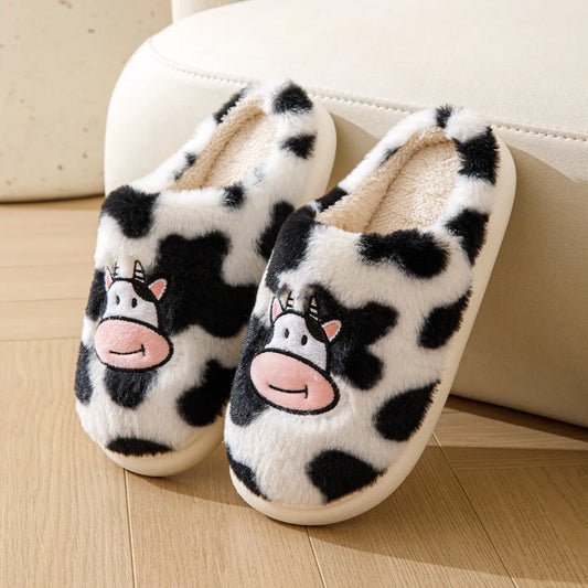 Smile PoP Cute Women Slippers Indoor Fuzzy Women House Slippers Classic Cartoon Casual Home Shoes Warm Bedroom  Animals Shoes.
