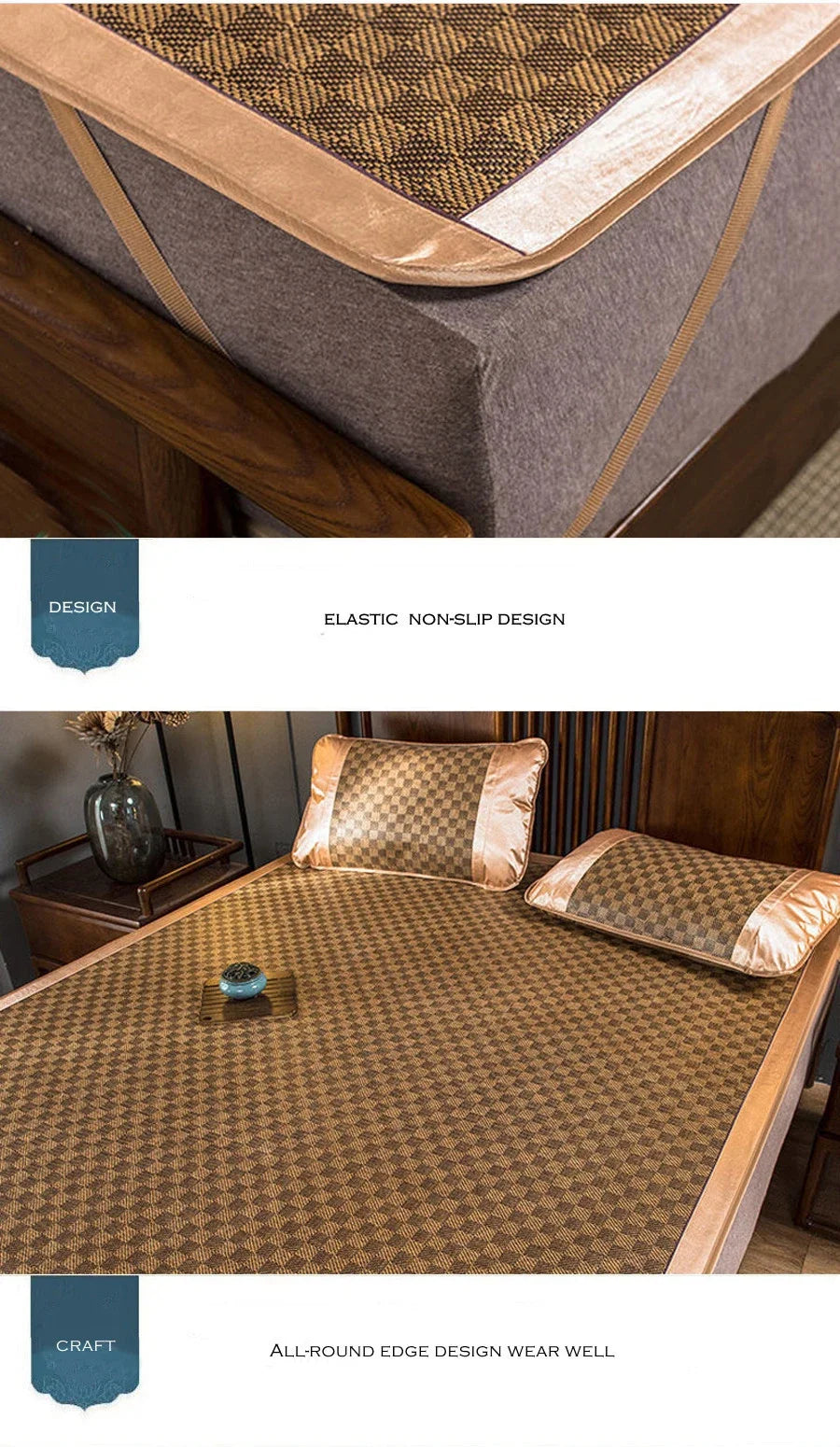 WASART Summer bamboo rattan mat adult children cool sleeping mat sheet 90/150/180cm portable foldable double bed protection pad.