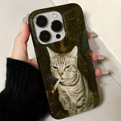 Fashion Kitten Smoking Pattern Phone Case For iPhone 11 12 13 14 15 16 17 Pro Max 16E 17Air X XR XS Max 7 8 Plus SE2 Soft Cover.