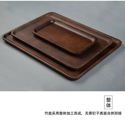Heavy Bamboo Tray Rectangular Home Living Room Tea Tray BBQ Plate Fruit Snacks Bread Tray.