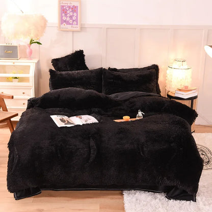 3/4PCS Luxurious Plush Duvet Cover Set – Cozy & Soft Bedding, Perfect for Bedroom Comfort, Ideal for Guest Rooms and Dorm Aesth
