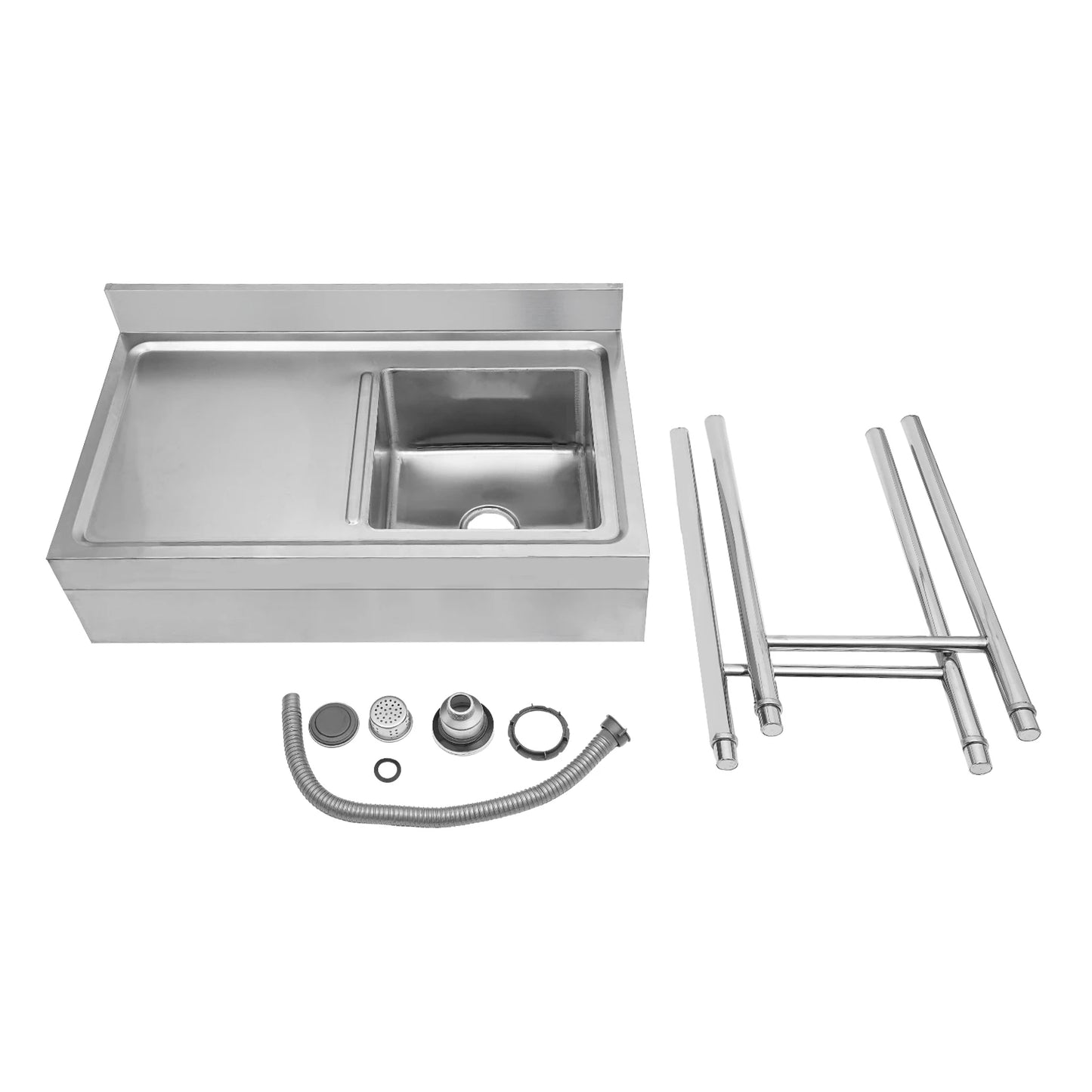 Freestanding Stainless Steel Sink Commercial Restaurant Sink Outdoor Sink for Homes Bathrooms Farms Backyards Garages
