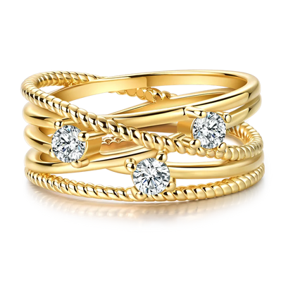 925 Sterling Silver Rings Gold Color Sparking Popular LOVE Wedding Ring Certified Women Engagement Jewelry Anniversary Gifts.