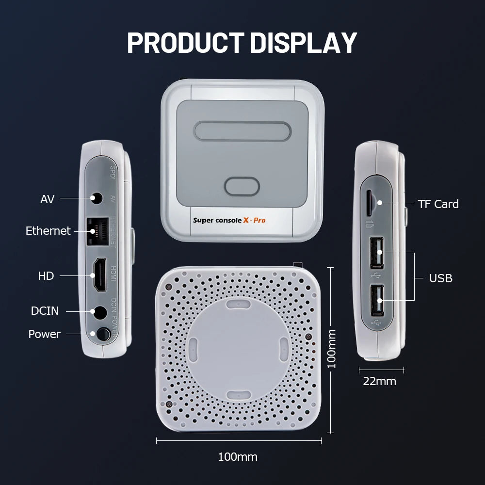 KINHANK Super Console X Pro Retro Game Console Support 50 Emulators 60000 Video Games for DC/MAME/Naomi with Gamepads Kid Gift.