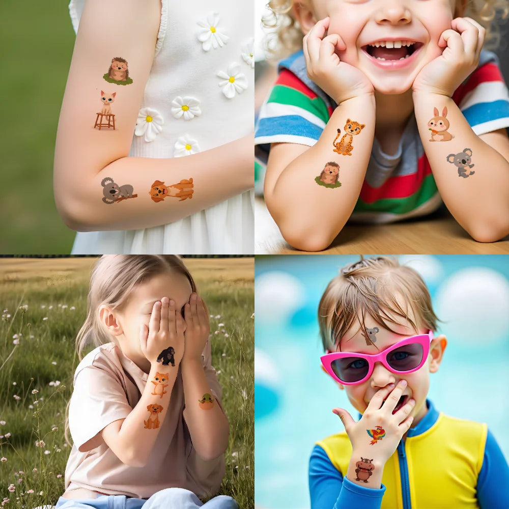 54 stücke Temporäre Tattoo Fictional Tier Darstellungen Cartoon Cartoon Tiere Wildlife Icons Temporäre Tattoo Aufkleber Für Arme.