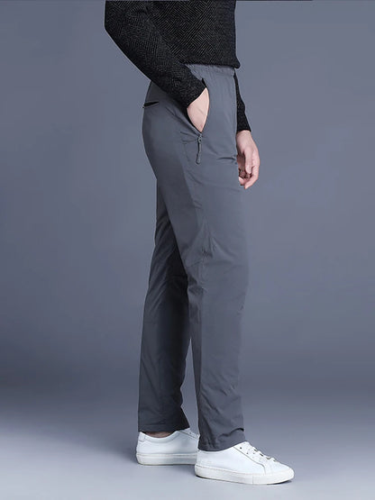 Men's Winter Padded Pants with 3 Zip Pockets 90% White Duck Down Windproof Warm Pants Snow Cold Thermal Down Trousers.