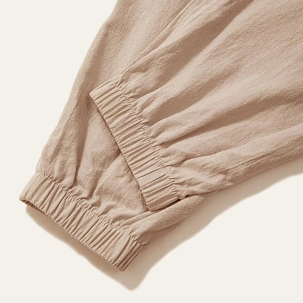 Harem Pants for Men Cotton Linen Drop Crotch Cozy Streetwear Loose Fit Breathable Lightweight Long Pants Male Joggers.