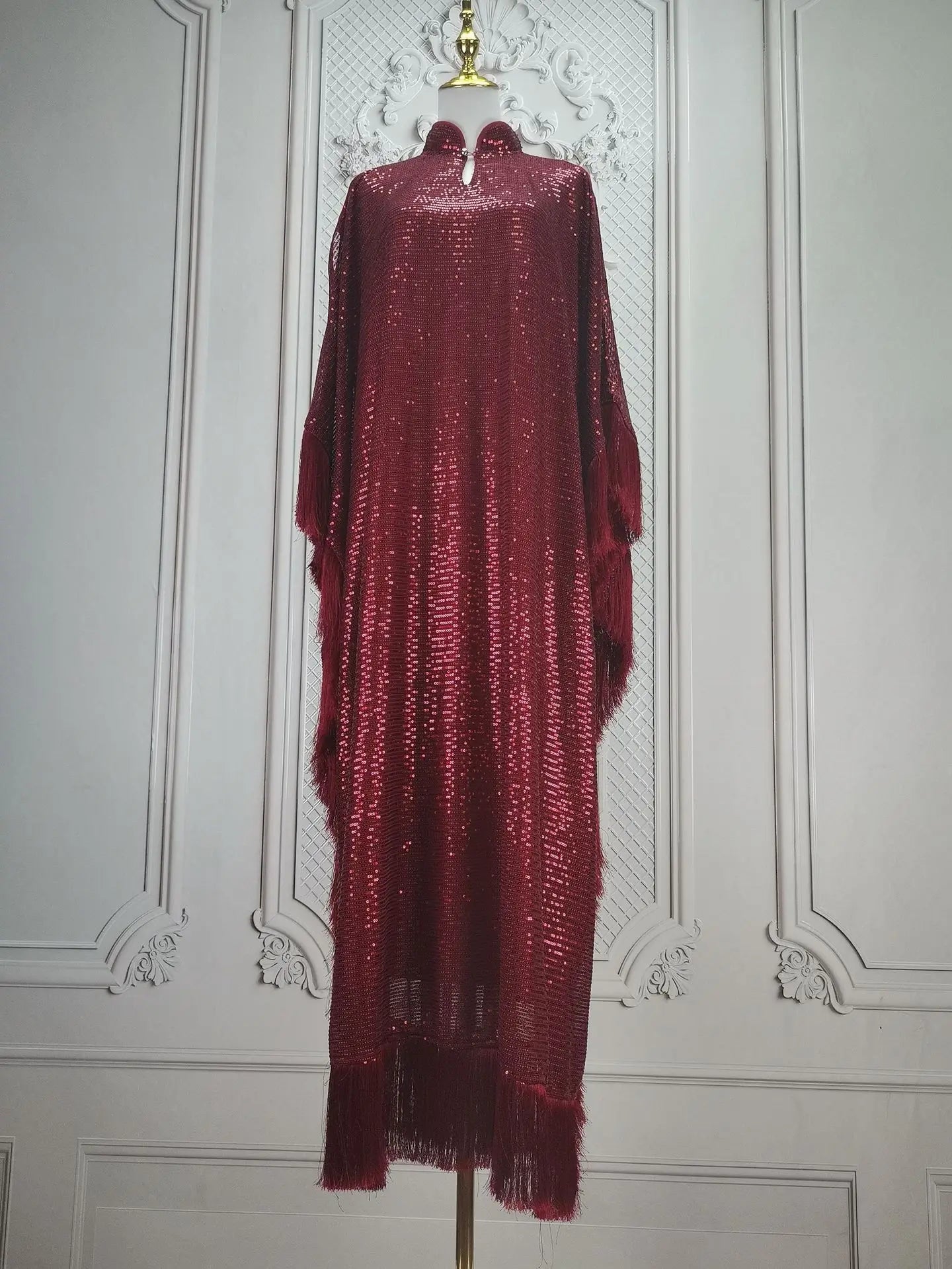 Ramadan Eid Tassel Sequin Batwing Abaya Dubai Women Islam Muslim Maxi Kaftan Dresses Kebaya Caftan Marocain Robe Femme Musulmane.