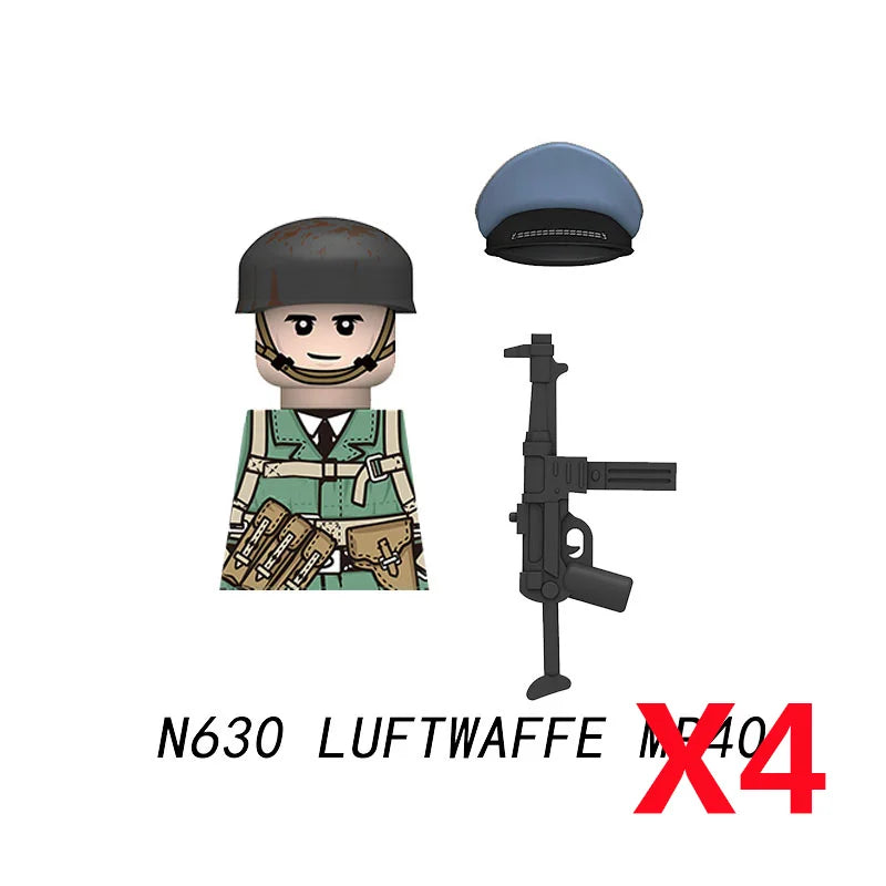 Military WWII Figure Building Blocks Accessories MP40 Rocket Launcher MG42 Officer Army Camouflage Soldier Pzf 98K Toy Gift N029.