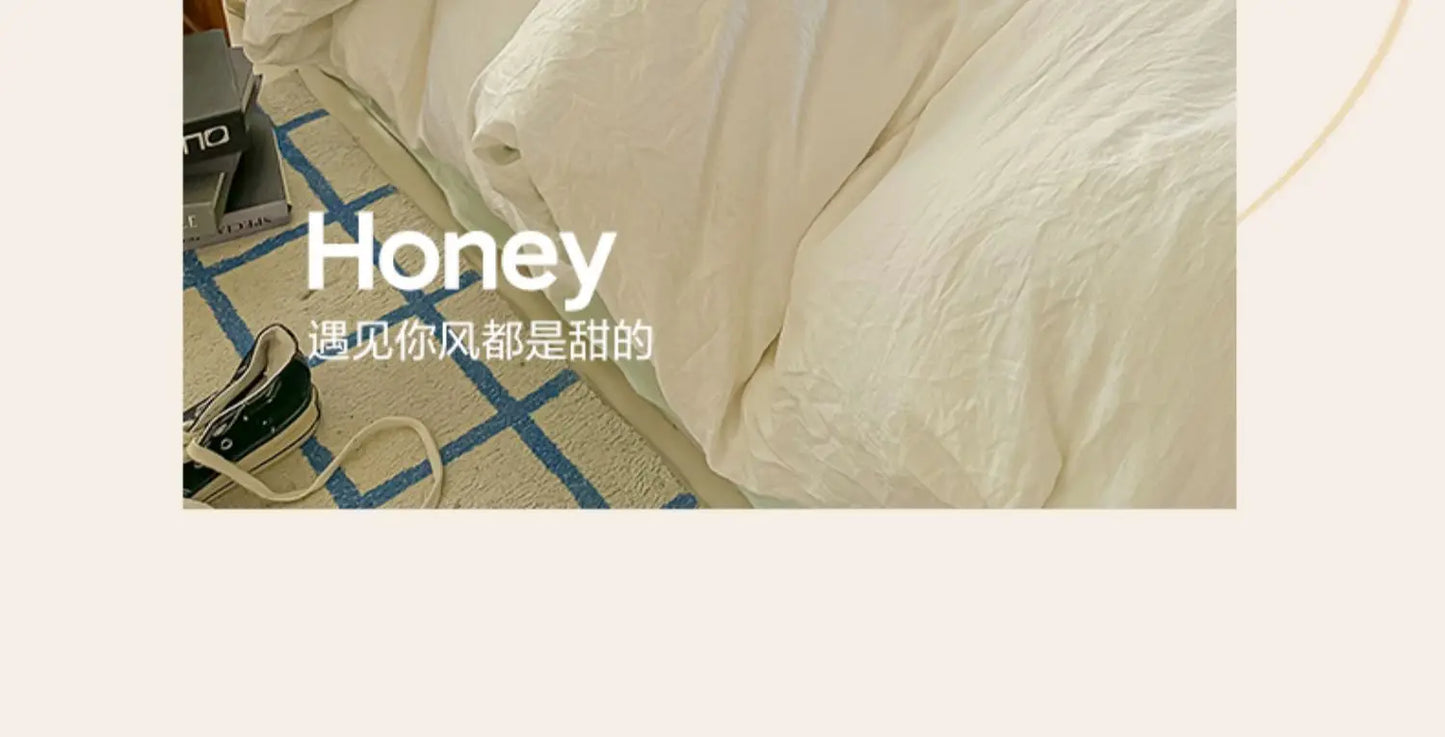 New washed cotton towel embroidery four-piece set animal paradise bed sheet bed hat home student dormitory three-piece set.