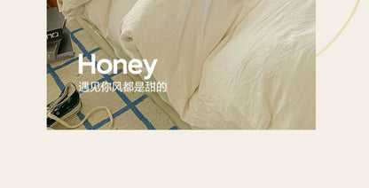 New washed cotton towel embroidery four-piece set animal paradise bed sheet bed hat home student dormitory three-piece set.