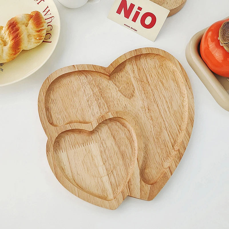 Wooden Tray Heart-Shaped Cheese Board Salad Cake Plate Decoration For Snacks Candied Fruits Valentine'S Day Decoration.