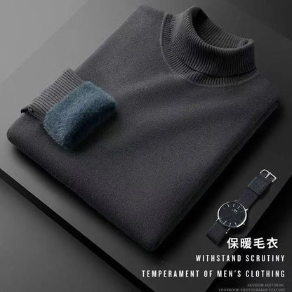 Turtleneck sweater men plus cashmere warm autumn and winter with boys men's black winter sweater base.