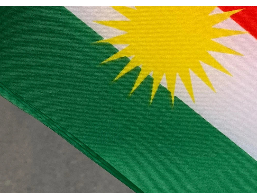 xvggdg  100pcs 14 * 21cm  plastic Stick Kurdish hand flag   waving  National   Kurdistan   banner.