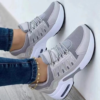 2025 New Ladies Sneakers Lace Up Wedge Heel Vulcanized Shoes Thick Sole Air Cushion Casual Shoes Large Size 43 Women's Shoes.
