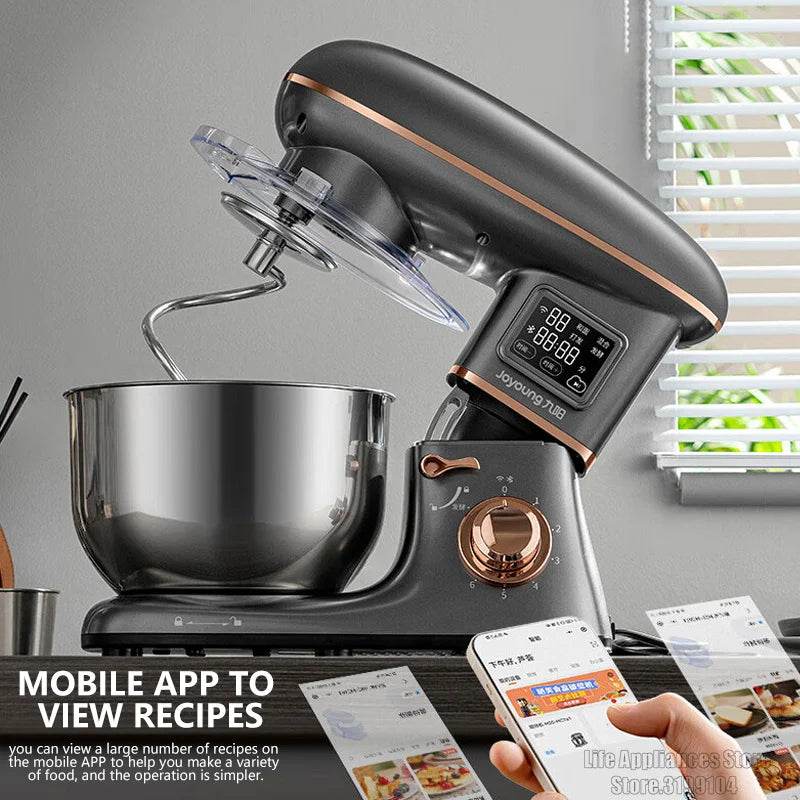 Joyoung 5L Stand Dough Mixer For Kitchen Cream Whisk Cake Dough Blender With Stainless Steel Bowl 6 Gears Chef Machine.