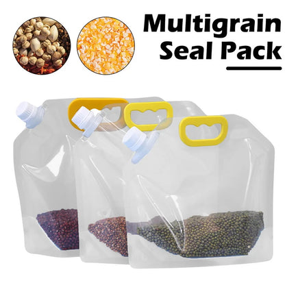 5Pcs Grains Sealed Bag Cereal Containers Moisture-Proof And Insect-Proof Transparent Food Grade Storage Bag Kitchen Organizer.