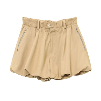 ETJ's Spring 2025 new women's ZW series, elegant and romantic style, high-waisted casual shorts with a ball cut.