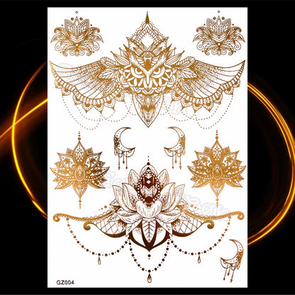 1PC Summer Style Men Women Body Art Gold Metallic Tattoo Sticker HYS-101 Chain Bracelet Fake Jewelry Waterproof Temporary Tattoo