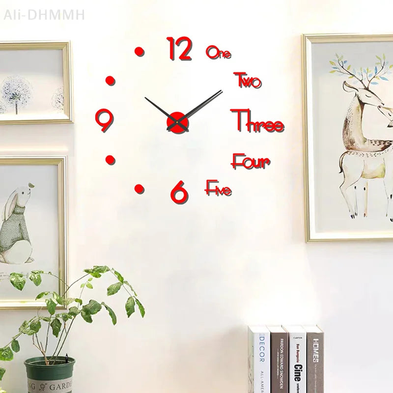 3D Leuchtende Wanduhr Rahmenlose Acryl DIY Digitale Uhr Wand Aufkleber Stumm Uhr Für Wohnzimmer Schlafzimmer Büro Wand Dekor