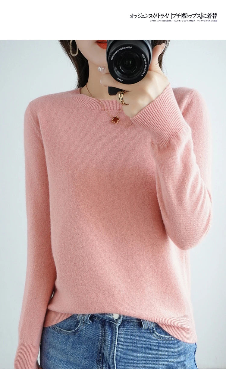 Herbst und Winter Kaschmirpullover Damen Rundhalspullover lässig gestrickt Top Damen kurze Unterwolle Mode 18 Farben