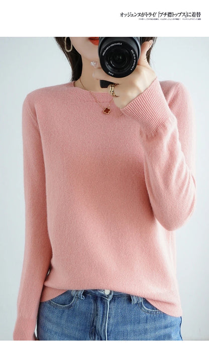 Herbst und Winter Kaschmirpullover Damen Rundhalspullover lässig gestrickt Top Damen kurze Unterwolle Mode 18 Farben
