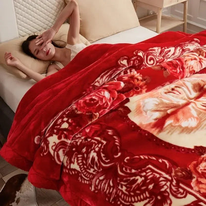 Double-layer Thick Plush Blanket Warm Skin Friendly in Winter Quilt Multiple Non Shedding Prints High Quality Bedding Article