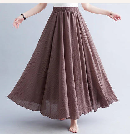 Fashion Cotton Linen Clothes Women Skirts Maxi Y2k Elegant Streetwear Saia Ropa Mujer Casual Vestido Long Skirt Faldas Harajuku.