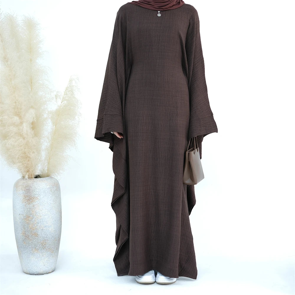 Ramadan Eid Dubai Linen Khimar Abaya Damen Muslim Maxi Dress Kebaya Kaftan Abayas For Women Caftan Robe Femme Musulmane Vestidos.