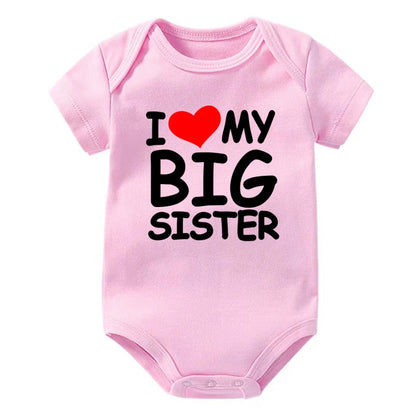 I Love My Big Sister Print Neugeborenen Baby Body Lustige Infant Jungen Mädchen Strampler Kurzarm Mode Baumwolle Baby Overall Outfit.