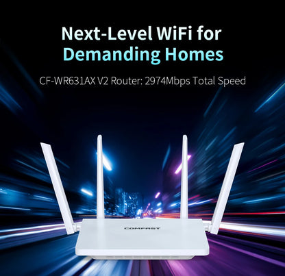 Comfast AX3000 Mesh Wifi 6 Router 3000Mbps Dual Band 2.4/5GHz Gigabit WIFI6 Router 802.11AX MU-MIMO EasyMesh Signal Range Router.