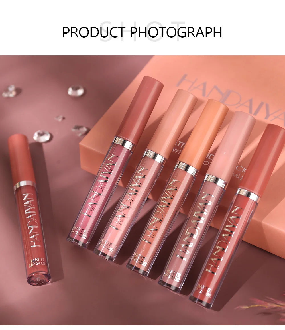 HANDAIYAN 6 PCS Lipstick Set Make-up for women Non stick Cup Waterproof Long lasting Cosmetics Korean makeup Matte lipstick.