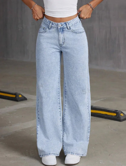 Women Wide Leg Boyfriend Jeans Straight Hip Hop Bow Embroidery Denim Pants Low Waist Baggy Jeans Casual Loose Jeans Streetwear.