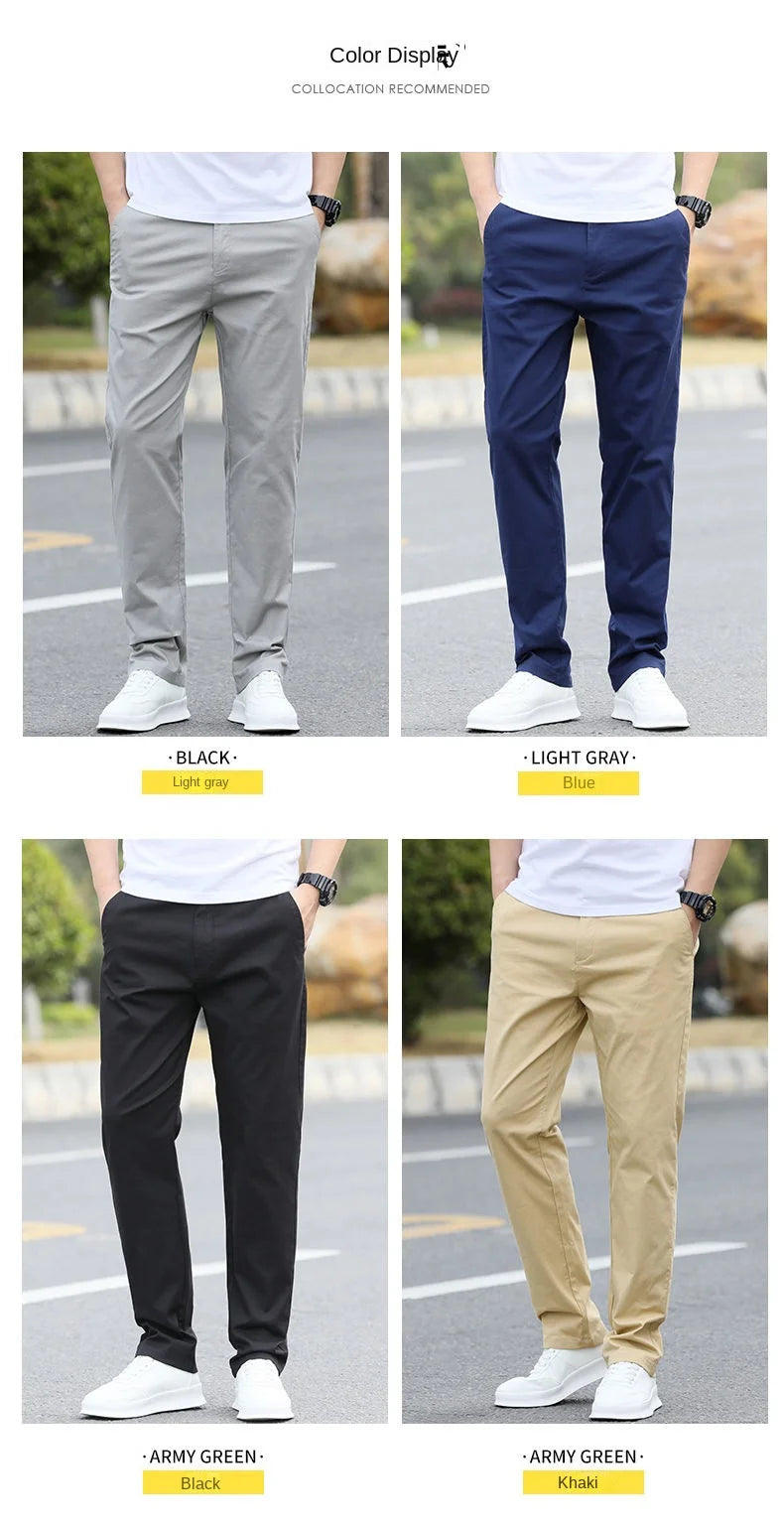 Men's High-Quality Chinos -Cotton Casual Trousers - Breathable Straight Pants (Sizes w28-w40).