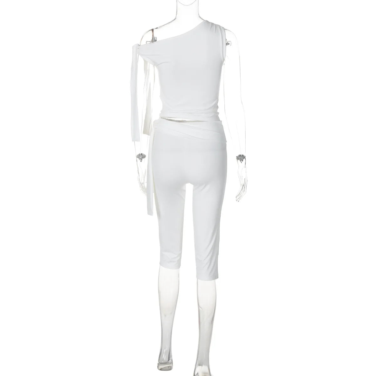 Tossy White Shorts 2 Piece-Set Female See-Through Slim Pleated Fashion Cropped Top And High Waist Shorts Sets Women's Outfits.