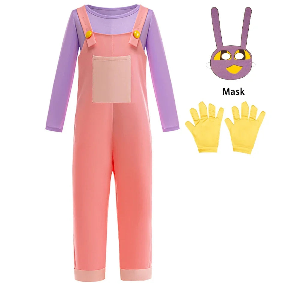 Mädchen Anime Cartoon Pomni Raghata Jax Caine Cosplay Kostüm erstaunliche digitale Zirkus Cosplay Clown Kind Overall Jungen Halloween Anzug