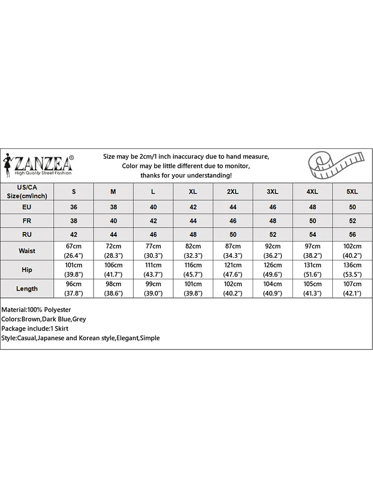 ZANZEA Women High Waist Jupe 2025 Autumn Vintage Office Falda Korean Fashion Pleating Swing Skirt Holiday Loose Solid Maxi Skirt.