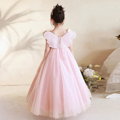 Elegantes Mädchen Flauschiges Spitzenkleid Prinzessin Tüllkleid Geburtstag Hochzeit Kostüme Vestidos Mädchen Performance Party Outfit für Kinder.