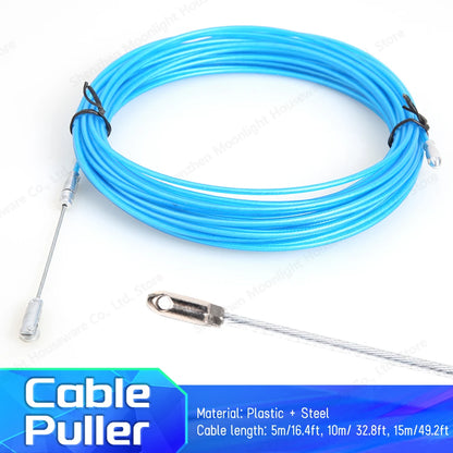 5/10/15M Universal Wire Puller Threading Device Steel Spring Rope Pulling Device With Pulley Electricians Wire Lead Cable Puller.