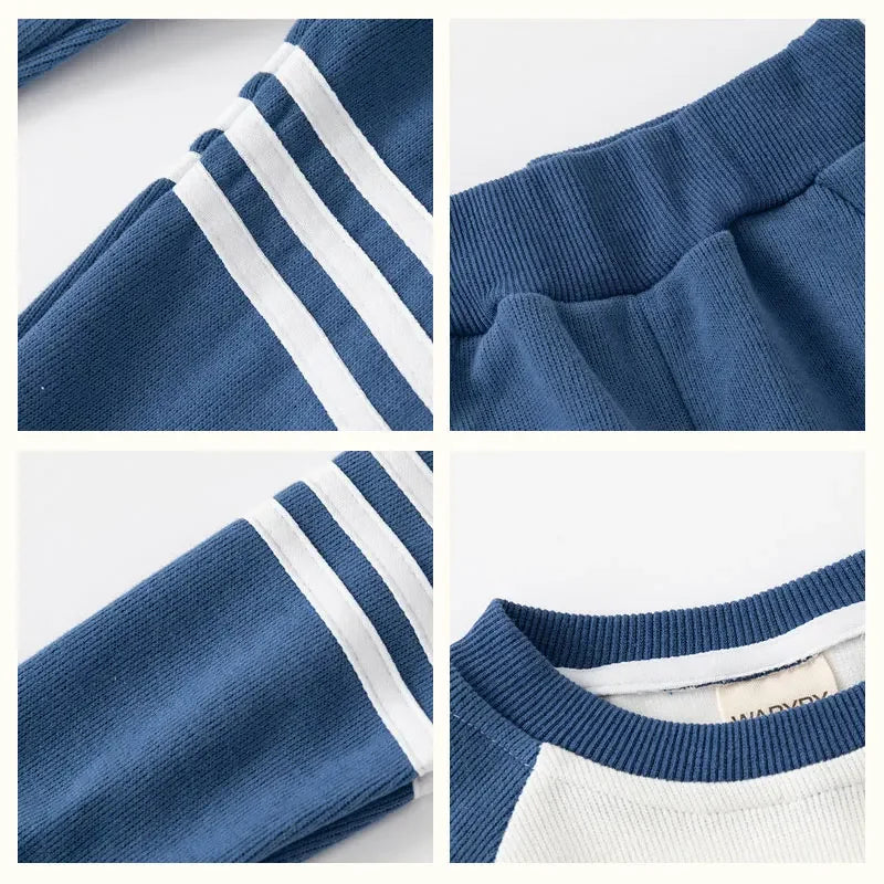 New Spring Autumn Children Clothes Set Color Patchwork Kids Boys Two-Piece Sets Children Boy Casual Tracksuit Outfits Tops Pants.