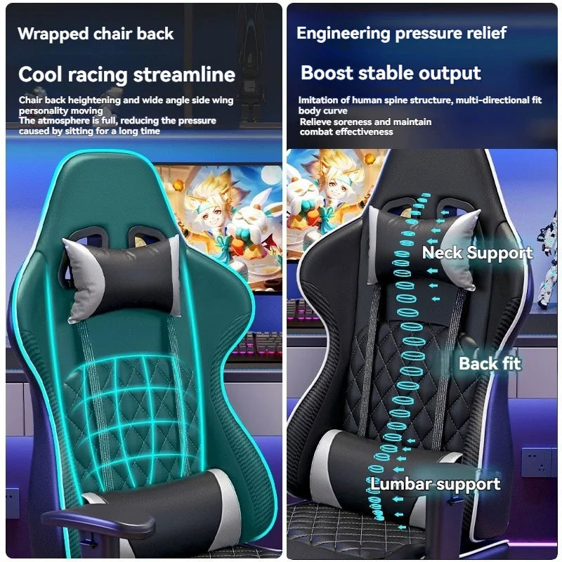 Gaming-Stuhl, Racing-Stil, ergonomischer Computer-Schreibtischstuhl, sitzender Heimcomputer, Gamer-Sofa, Studentenwohnheim, drehbarer Einzelstuhl