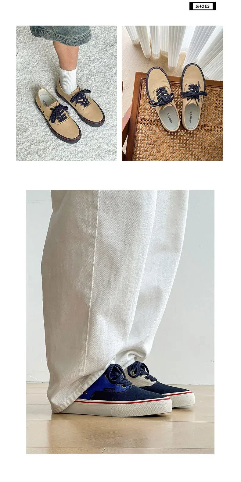 Boys' Casual Canvas Skateboard Shoes with Patchwork Low Cut Shoes Men's Minimalist Fashion Sneakers Trendy Lace Up Flat Bottom.