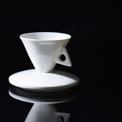 70ml White Cone Coffee Cup And Saucer Set Office Coffeeware Ceramic ESPRESSO Glass Cappuccino Mug Bone China Demitasse Teacup.