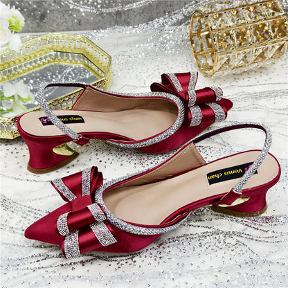 New Arrival Elegant African Party High-heeled Shoes Chain Decoration Trendy Women's Sandals Nigerian Women Wedding Pumps