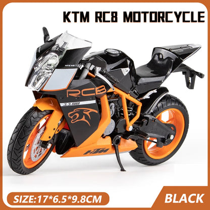 1:12 Scale KTM RC8 Alloy Motorcycle Model Diecast Car Toys for Boys Birthday Gift Toys Car Collection.