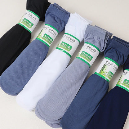 10Pairs Bamboo Men Ice Silk Socks Summer Spring Sports Socks Sweat Absorption Deodorant Thin Stripe Breathable Silk Long Sock.