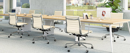 Weiße Drehstühle aus echtem Leder mit mittlerer Rückenlehne, ergonomischer Bürostuhl, verstellbarer drehbarer Gaming-Stuhl aus Leder, gerippter Bürostuhl