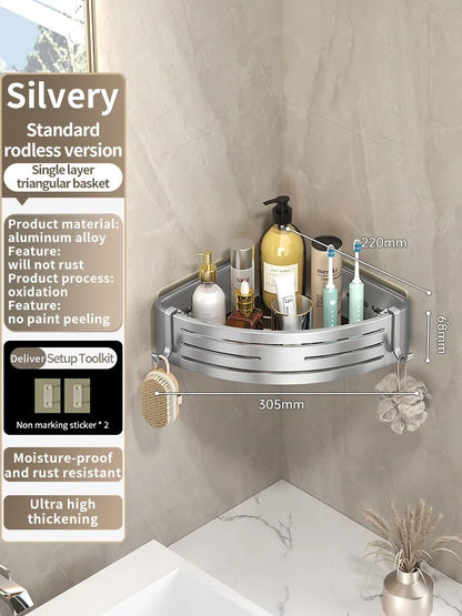 Kein Bohren Aluminium Badezimmer Regal Regale Shampoo Make-up Lagerung Halter Küche Organizer Wand Badezimmer Zubehör