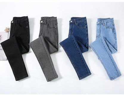 2024 New Sexy Skinny Jeans Women Hip Lift Stretch Pencil Denim Pants Casual Soft Slim Female Trousers Black Gray Blue.
